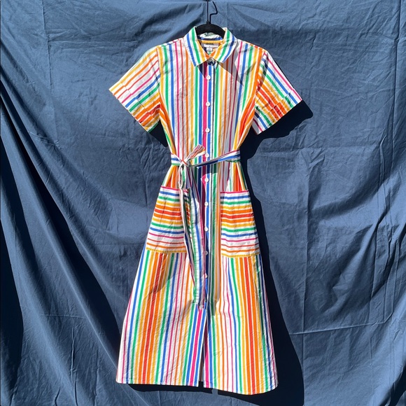 Christopher John Rogers Dresses & Skirts - 100% Cotton Christopher John Rogers rainbow size 2 midi dress natural fibers